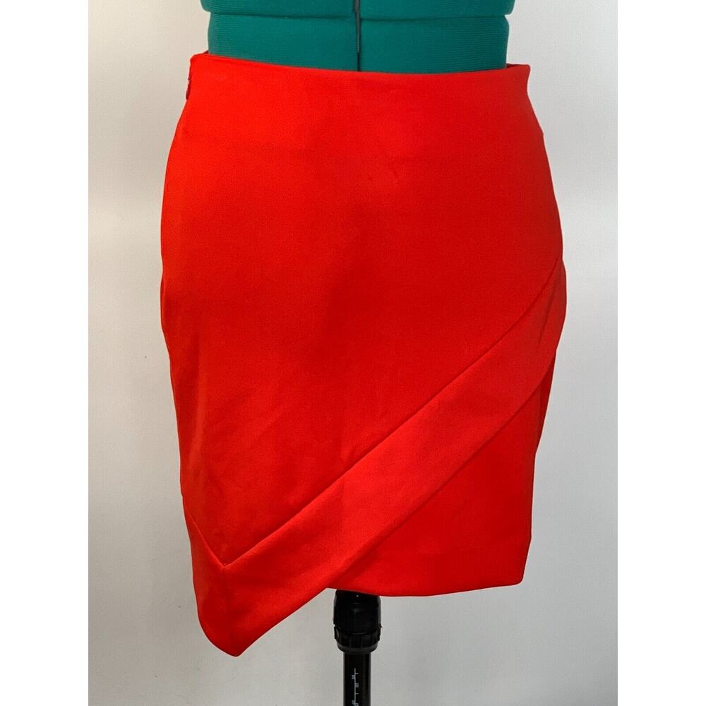 Womens Express Skirt Size 4 Red Asymmetrical Faux Wrap